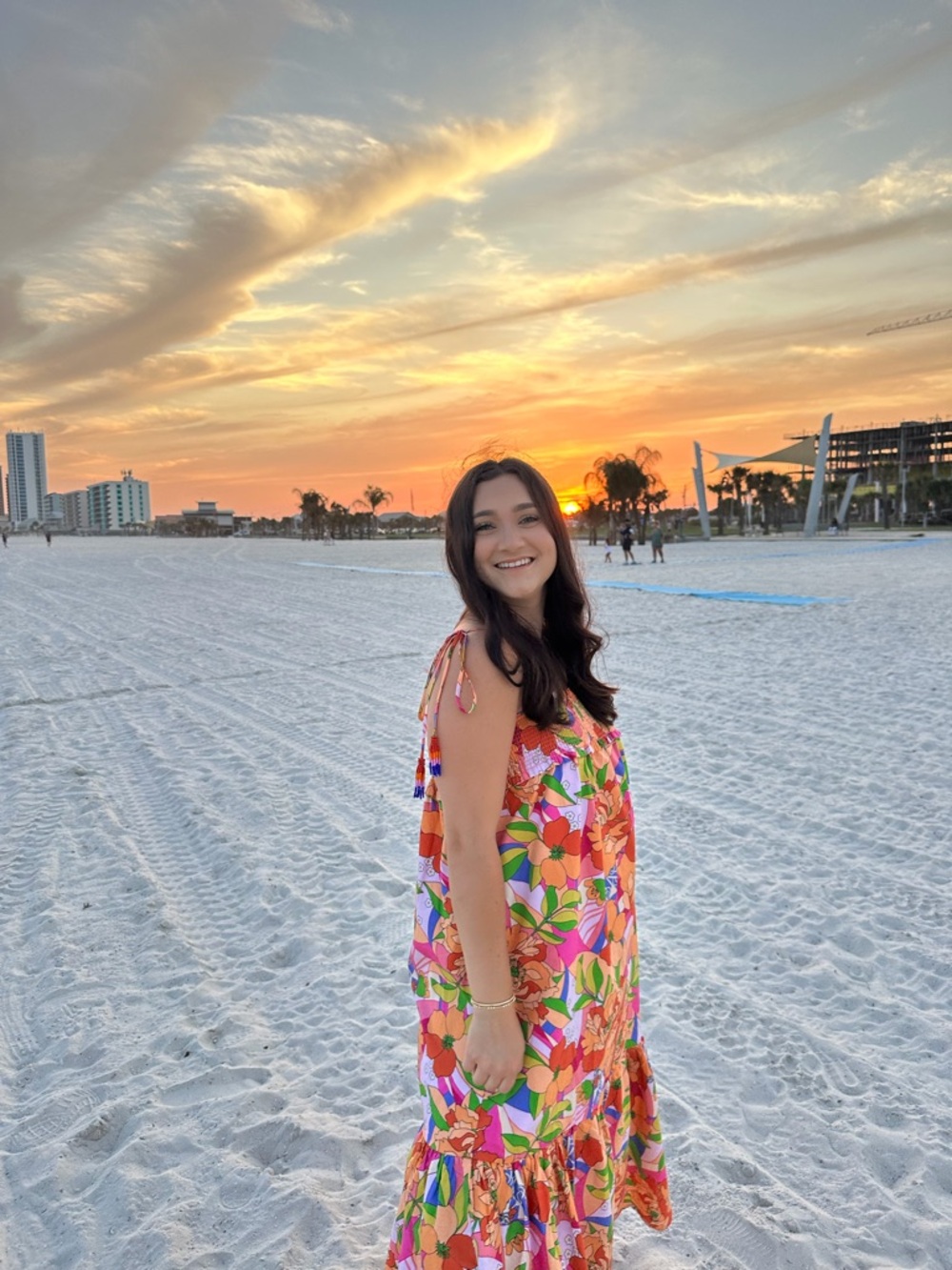 Vibrant Floral Tie-Shoulder Boutique Maxi Dress - Multi